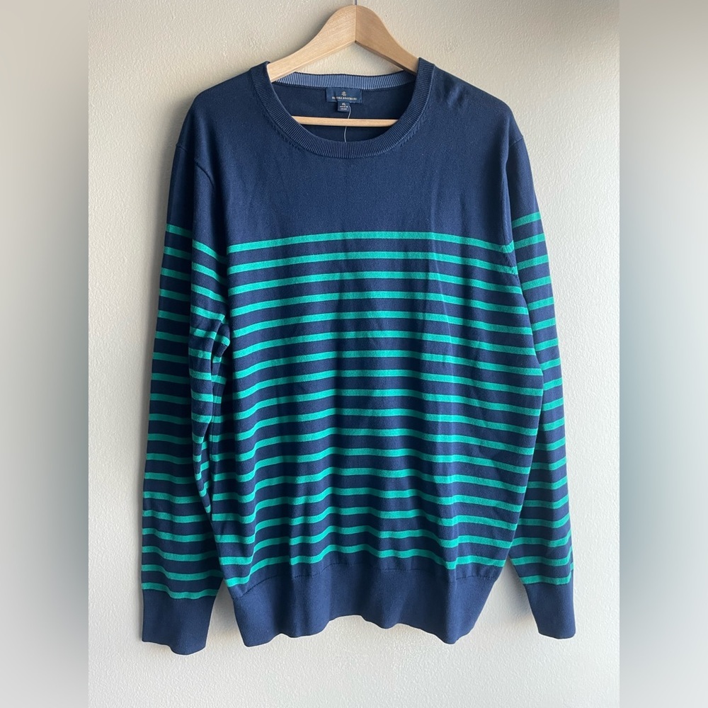 New Brooks Brothers Men Striped Crew Neck Sweater Size XL